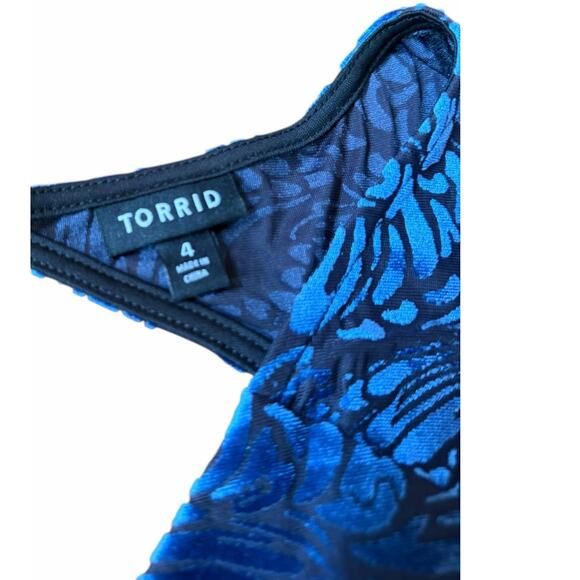 Torrid Blue Floral Velvet Burnout Dress - Size 4X - Picture 3 of 16